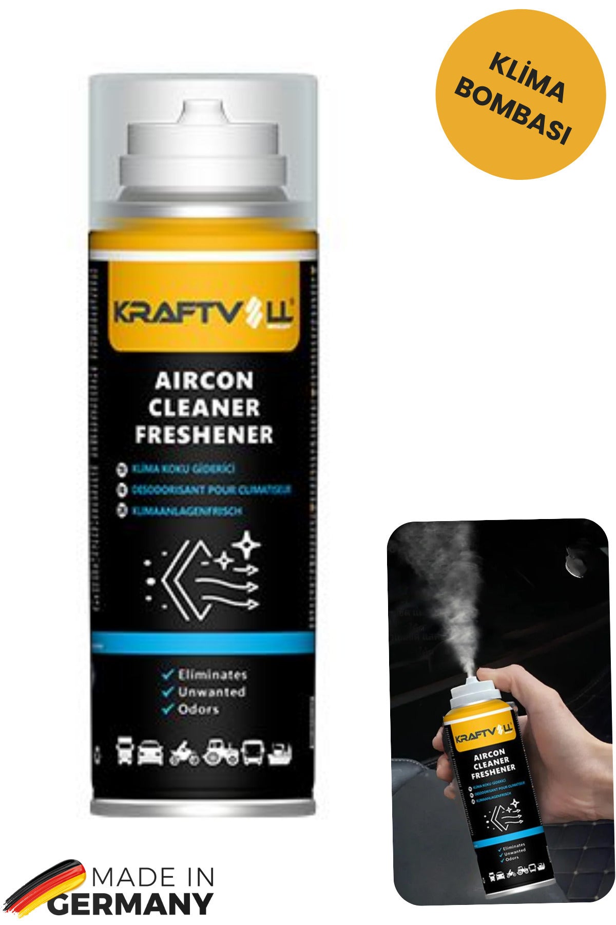Klima Kalorifer Temizleyici Koku Giderici Klima Bombası Fresh Çiçek Kokulu Dezenfekte 200ML